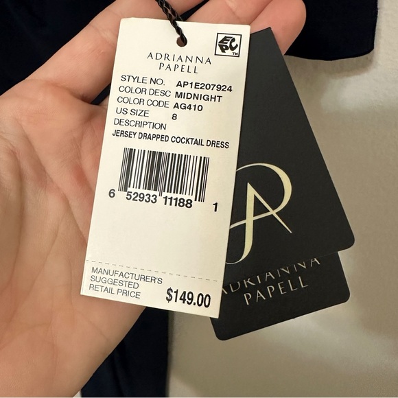 NWT Adrianna Pappel Jersey Draped Cocktail Dress US 8 Midnight Gown AP1E207924 - Picture 5 of 12